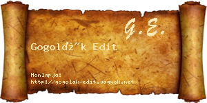 Gogolák Edit névjegykártya